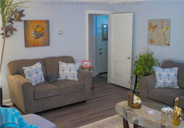 living area featuring wood finished floors