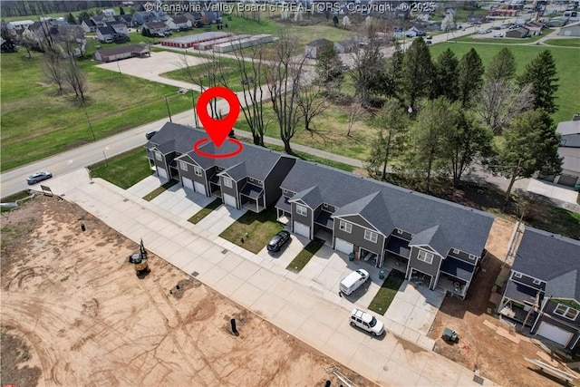 aerial view featuring a residential view