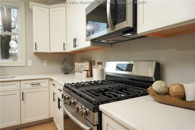 kitchen with white cabinetry and stainless steel appliances