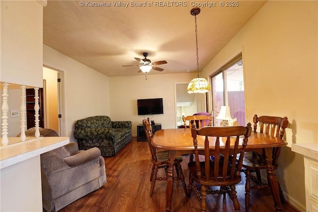 906 Hughes Dr, Saint Albans, WV 25177 - dining space featuring dark wood-style flooring and ceiling fan
