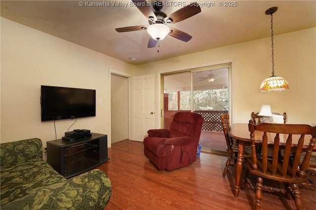 906 Hughes Dr, Saint Albans, WV 25177 - living room featuring ceiling fan and wood finished floors