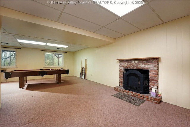 906 Hughes Dr, Saint Albans, WV 25177 - recreation room with pool table, carpet, and a paneled ceiling