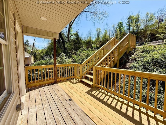 wooden terrace with stairway