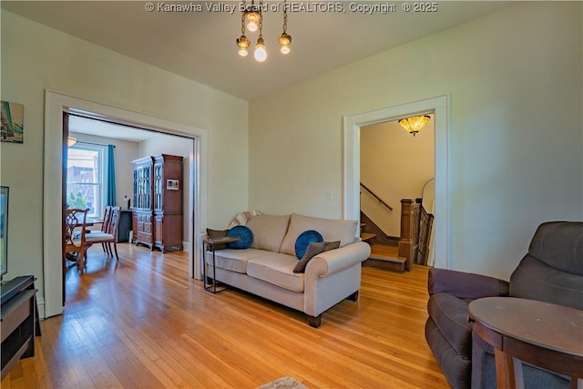 12 Arlington Ct, Charleston, WV 25301 - living area featuring light wood-type flooring and stairway