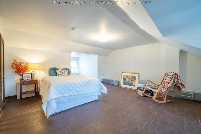 12 Arlington Ct, Charleston, WV 25301 - bedroom with wood-type flooring, vaulted ceiling, and visible vents