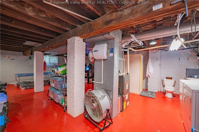 12 Arlington Ct, Charleston, WV 25301 - unfinished below grade area with brick wall