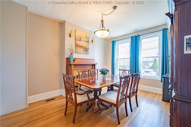 12 Arlington Ct, Charleston, WV 25301 - dining space with visible vents, baseboards, and light wood-type flooring