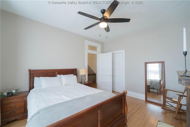 12 Arlington Ct, Charleston, WV 25301 - bedroom featuring light wood-style flooring, baseboards, and a ceiling fan