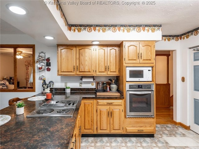 139 Betty Ln, Scott Depot, WV 25560 - kitchen with dark countertops, ceiling fan, appliances with stainless steel finishes, and recessed lighting