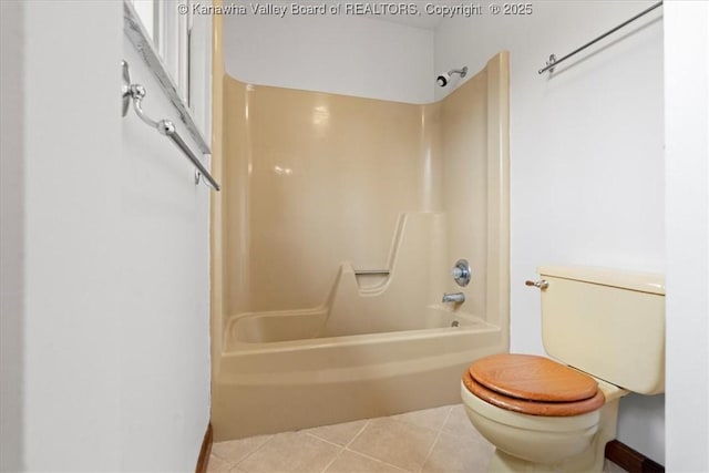 141 Wedgewood Rd, Ravenswood, WV 26164 - full bath with toilet, tile patterned floors, shower / tub combination, and baseboards