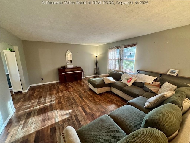 109 Cedar Ln, Saint Albans, WV 25177 - living room featuring baseboards, wood finished floors, and a textured ceiling