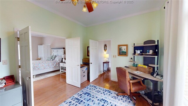 83 Lakeview Dr, Nitro, WV 25143 - home office featuring baseboards, ornamental molding, and wood finished floors