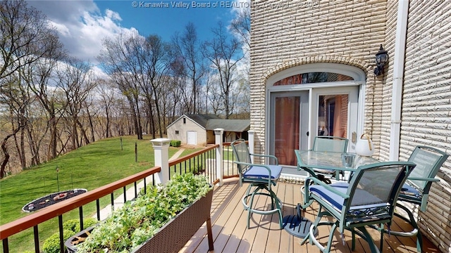83 Lakeview Dr, Nitro, WV 25143 - deck featuring a lawn and outdoor dining space