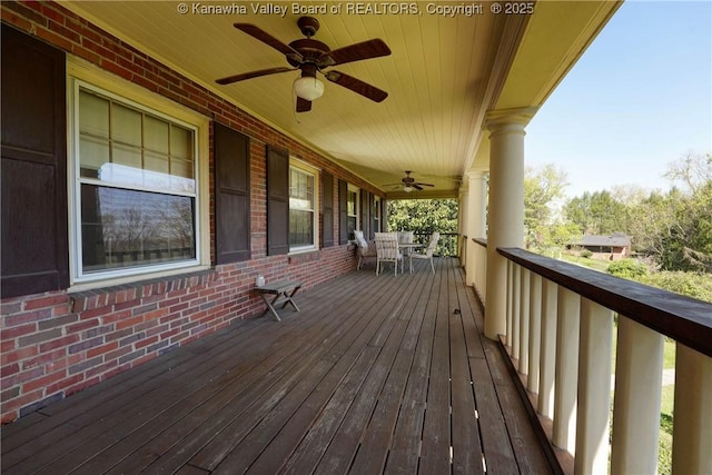 1055 Highland Dr, Saint Albans, WV 25177 - deck featuring ceiling fan and covered porch
