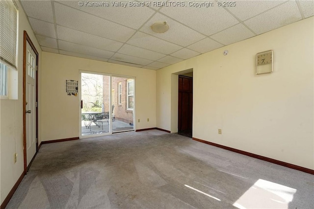 1055 Highland Dr, Saint Albans, WV 25177 - unfurnished room featuring baseboards, a paneled ceiling, and carpet