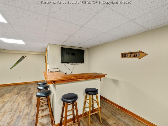 1205 Crown Point Dr, Hurricane, WV 25526 - bar with wood finished floors, a drop ceiling, and a dry bar