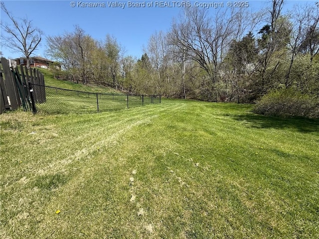 view of yard featuring fence