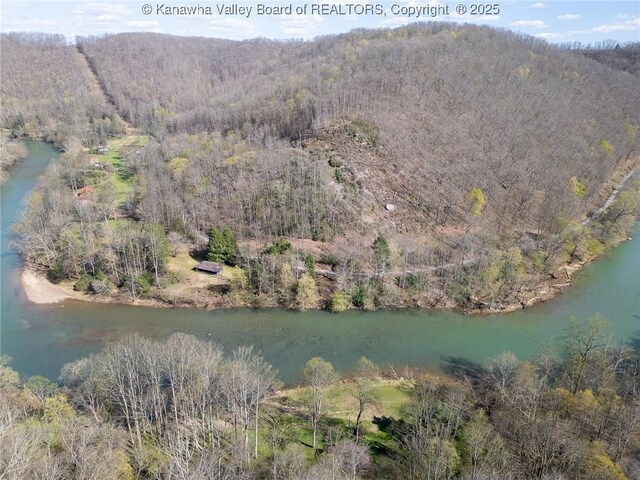 356 Joes Rd, Bomont, WV 25164 - birds eye view of property with a water and mountain view and a wooded view