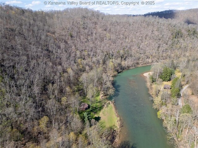 356 Joes Rd, Bomont, WV 25164 - drone / aerial view featuring a forest view and a water view