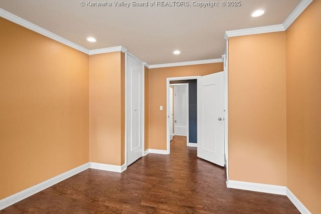 1578 Kanawha Blvd Unit 7C, Charleston, WV 25311 - spare room with wood finished floors, crown molding, baseboards, and recessed lighting