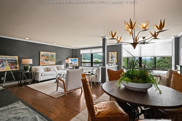 1578 Kanawha Blvd Unit 7C, Charleston, WV 25311 - dining room featuring ornamental molding, recessed lighting, wood finished floors, and baseboards