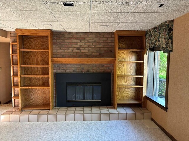 207 Mckinley Ave, Charleston, WV 25314 - interior details with carpet and a brick fireplace