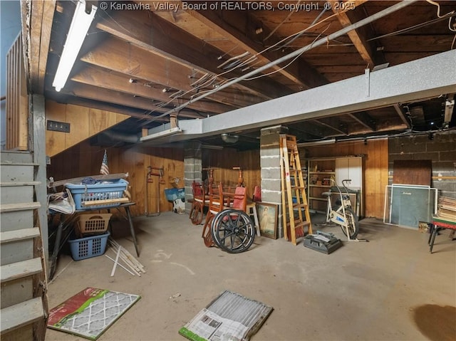 54 Hunt Ave, Charleston, WV 25302 - unfinished basement featuring wooden walls