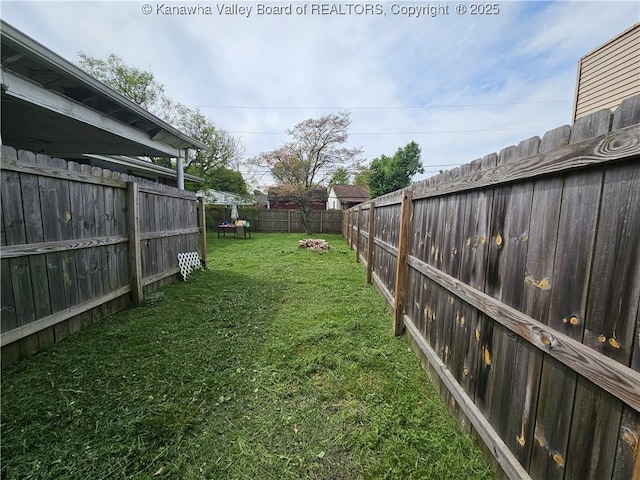 view of yard featuring a fenced backyard