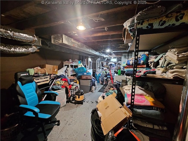 view of unfinished basement