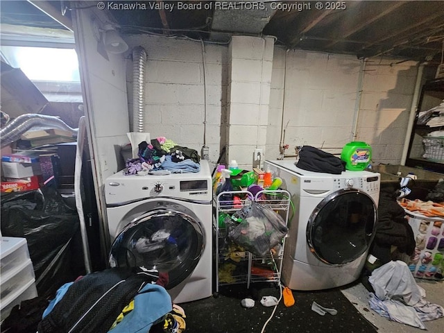 laundry room with separate washer and dryer and laundry area