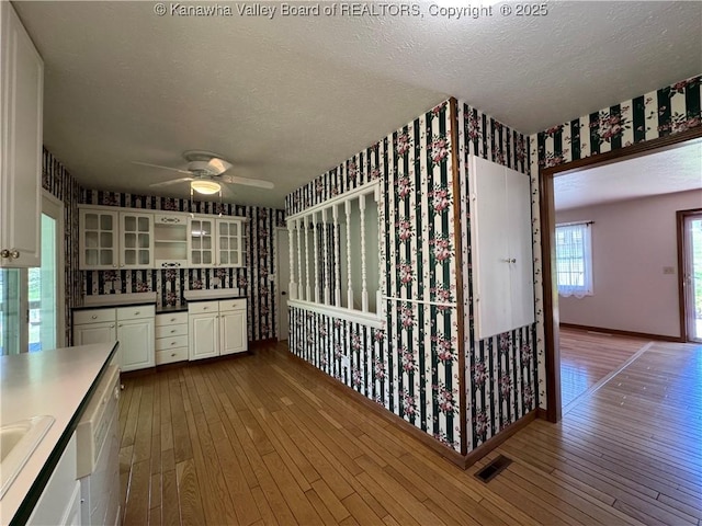 168 Jane Dr, Culloden, WV 25510 - wine cellar with a textured ceiling, ceiling fan, and wallpapered walls
