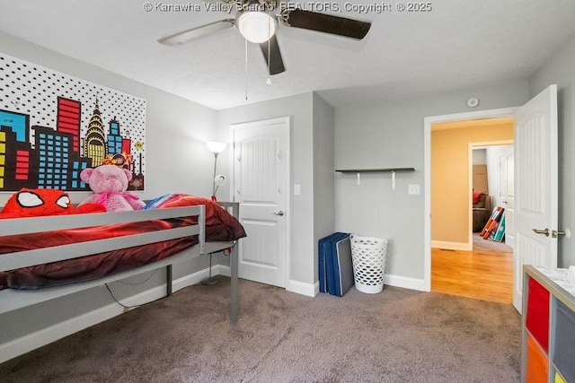 901 Evanwood Rd, Charleston, WV 25314 - carpeted bedroom featuring baseboards and ceiling fan