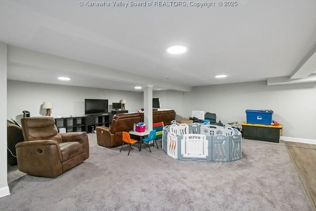 901 Evanwood Rd, Charleston, WV 25314 - finished basement with baseboards, recessed lighting, and carpet