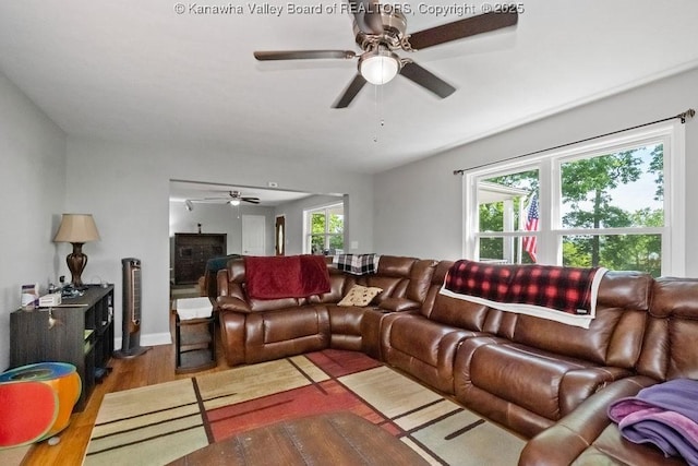 901 Evanwood Rd, Charleston, WV 25314 - living area with a ceiling fan and wood finished floors