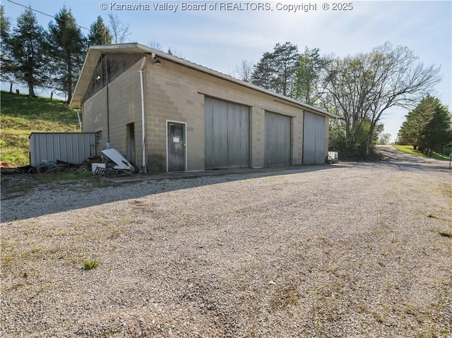 view of detached garage