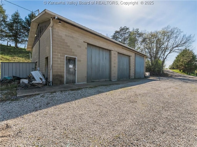 view of detached garage