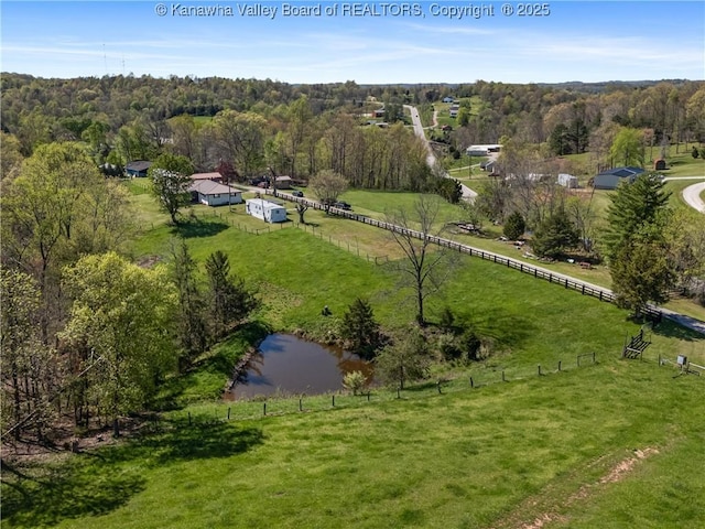aerial view featuring a rural view