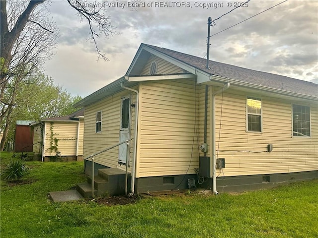 104, 102 1st St, Dunbar, WV 25064 - view of side of home with a yard, crawl space, and entry steps