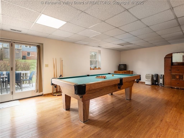 5339 Pioneer Dr, Cross Lanes, WV 25313 - recreation room with pool table, visible vents, a paneled ceiling, and a wealth of natural light