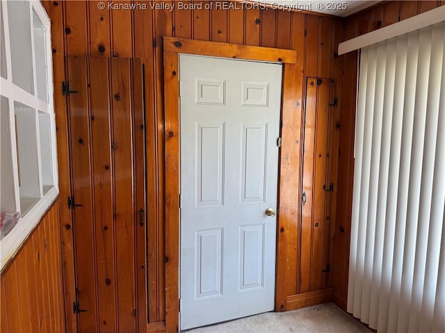 interior space with wooden walls
