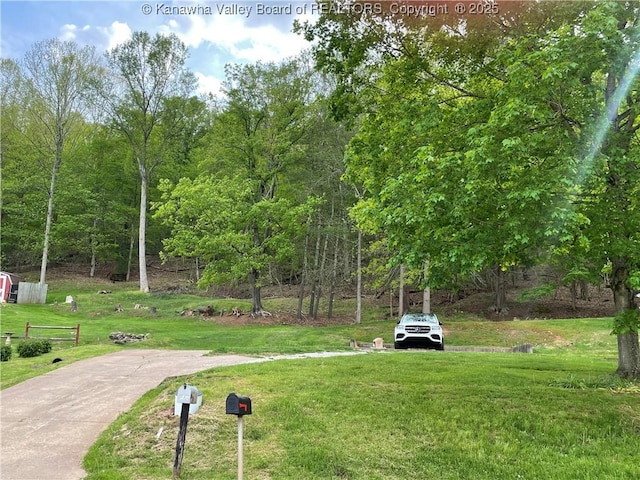 view of home's community featuring a lawn