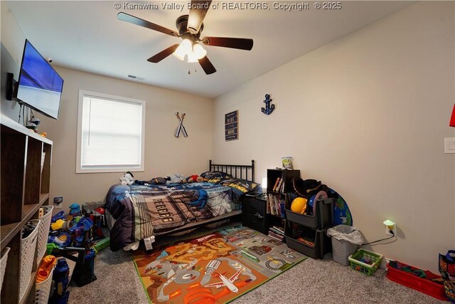 9073 Teays Valley Rd, Scott Depot, WV 25560 - bedroom with carpet and a ceiling fan