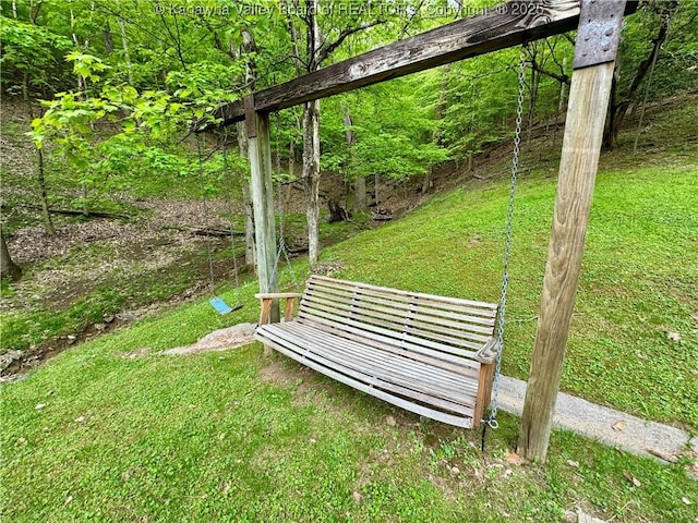 view of property's community featuring a lawn