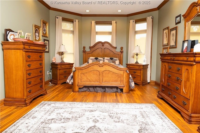 2804 Hash Ridge Rd, Barboursville, WV 25504 - bedroom featuring light wood-style floors, ornamental molding, and multiple windows