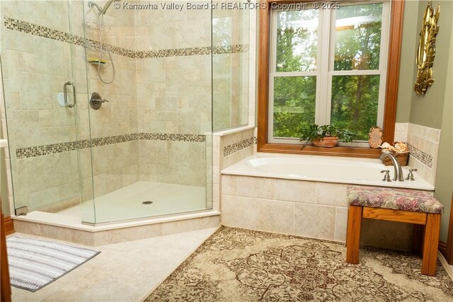 2804 Hash Ridge Rd, Barboursville, WV 25504 - bathroom with a stall shower, a bath, and a healthy amount of sunlight