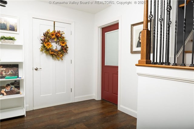 2804 Hash Ridge Rd, Barboursville, WV 25504 - entryway featuring baseboards and dark wood finished floors