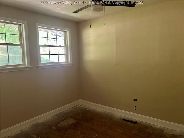 405 Crestview Dr, Charleston, WV 25302 - spare room with baseboards, a ceiling fan, and visible vents