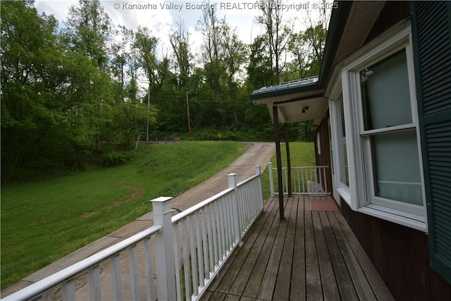 deck with a lawn
