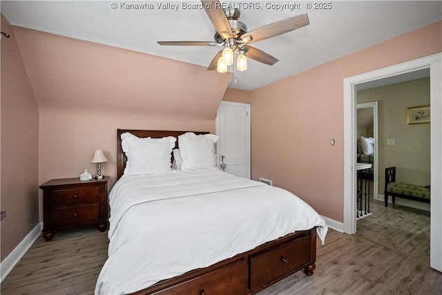 315 27th St SE, Charleston, WV 25304 - bedroom featuring a ceiling fan, wood finished floors, and baseboards