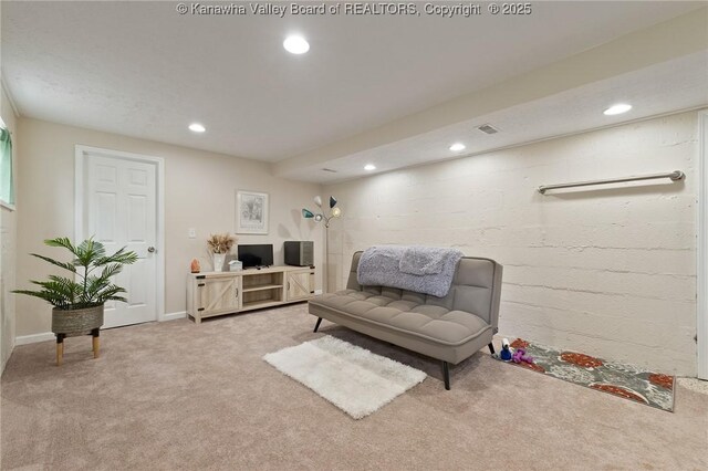 2258 Curtis Ave, Saint Albans, WV 25177 - carpeted living room featuring visible vents, baseboards, and recessed lighting
